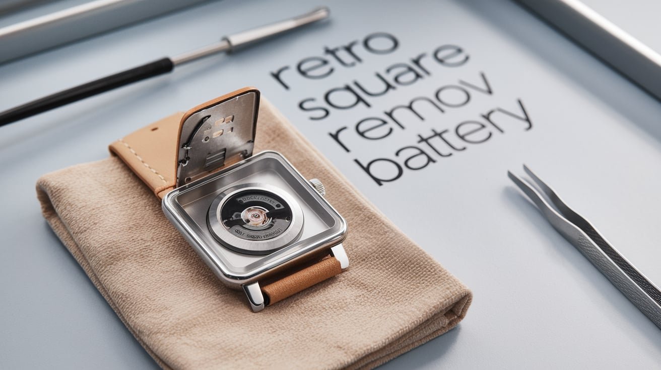 retro square watch remove battery